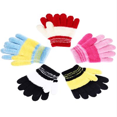 SATINIOR 5 Pairs Kids Gloves - Full Fingers Knitted Warm Winter Mittens for Little Boys and Girls (Color Set 2, 1-3 Years Size)