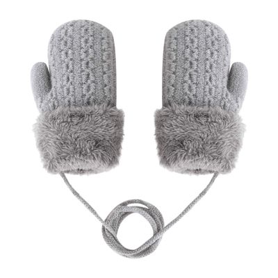 FakeFace Toddler Kids Winter Warm Thick Full Finger Gloves Children Assorted Color Magic Ski Gloves Mittens (Fur Cuff, Light Grey)