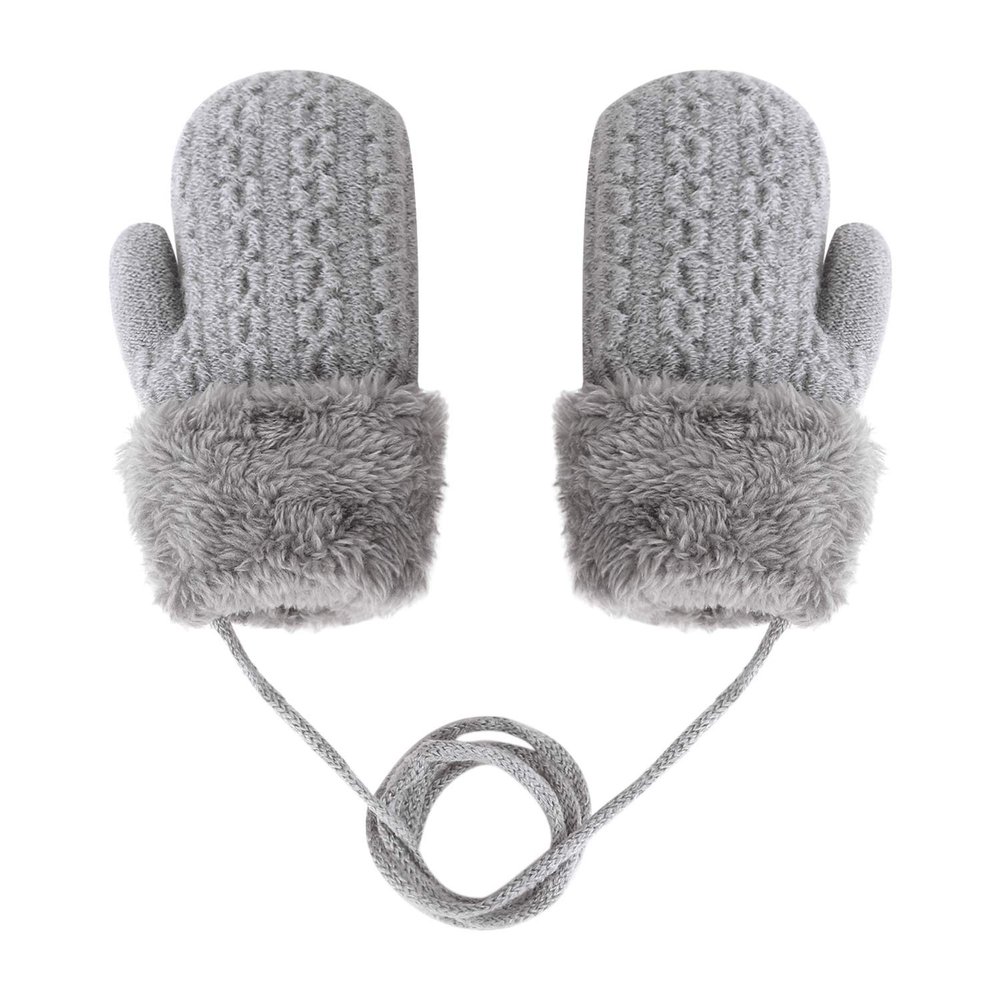 FakeFace Toddler Kids Winter Warm Thick Full Finger Gloves Children Assorted Color Magic Ski Gloves Mittens (Fur Cuff, Light Grey)