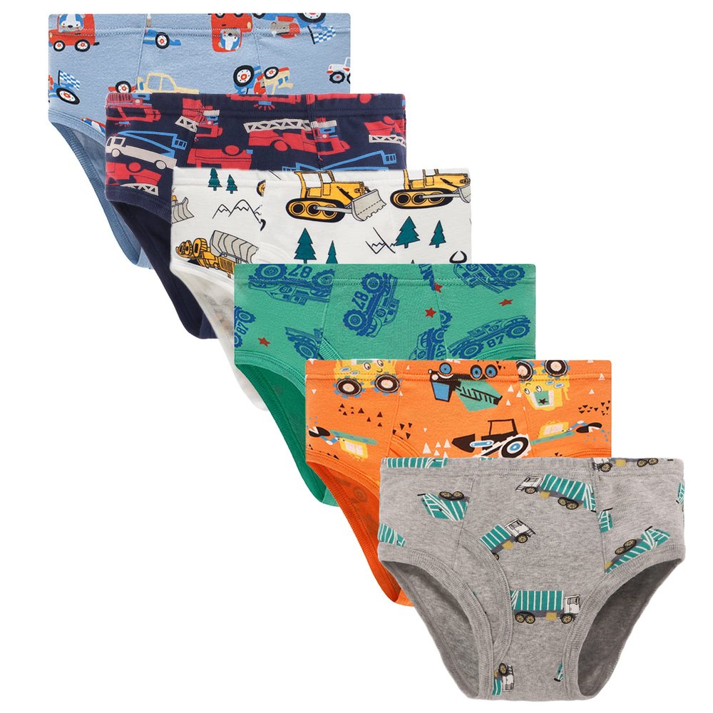 Boboking Little Boys Briefs Dinosaur Truck Soft Kids Underwear (Pack of 6) 6Yrs
