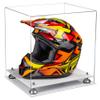 Better Display Cases Clear Acrylic Motorcycle Motocross or Racing Helmet Display Case with Silver Risers and White Base (A024-SR) view 1