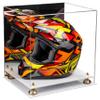 Better Display Cases Acrylic Motorcycle Motocross or Racing Helmet Display Case with Mirror, Gold Risers and White Base (A024-GR) view 1