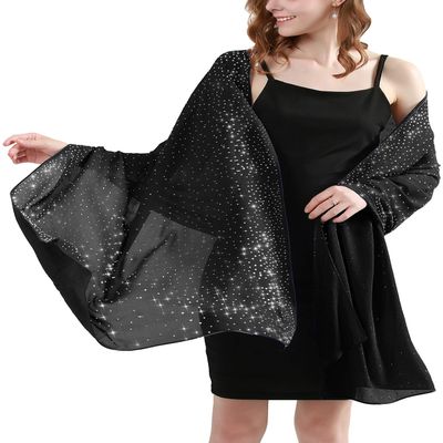 BANETTETA Black Shawls and Wraps for Evening Dresses Wrap Cover Up Formal Shawl Wraps for Women (Black)