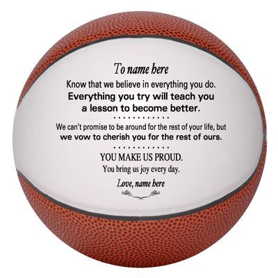 Personalized Custom Basketball - Dad to Son - Mom to Son - Grandpa to Grandson - Grandma to Grandson (Full Regulation Basketball, Personalized)