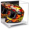 Better Display Cases Acrylic Motorcycle Motocross or Racing Helmet Display Case with Mirror, White Risers and White Base (A024-WR) view 1