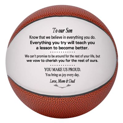 Personalized Custom Basketball - Dad to Son & Grandpa to Grandson - Mom & Grandma to Grandson (Full Regulation, to Our Son from Mom & Dad)