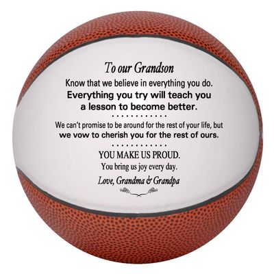 Personalized Custom Basketball - Dad to Son, Mom to Son, Grandpa to Grandson, Grandma to Grandson (Full Regulation Basketball)