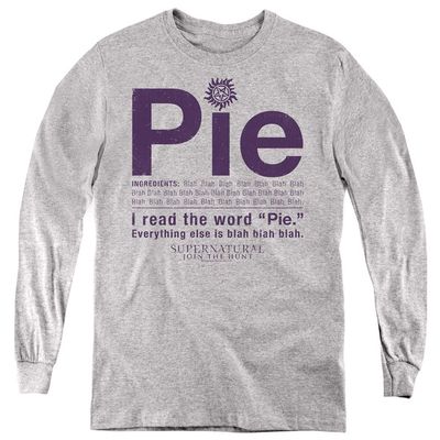 Supernatural Pie Youth Long Sleeve T Shirt, Large Athletic Heather