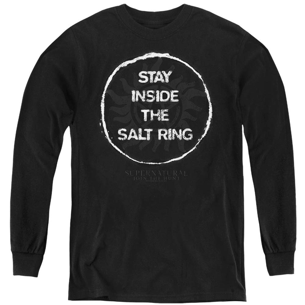 Supernatural Stay Inside The Salt Ring Youth Long Sleeve T Shirt, Medium Black
