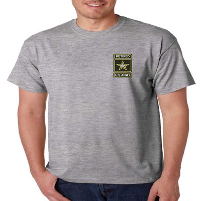 ALLNTRENDS Men's T Shirt USA Retired Army Embroidered Military US Army Shirt (S, Sporty Grey)