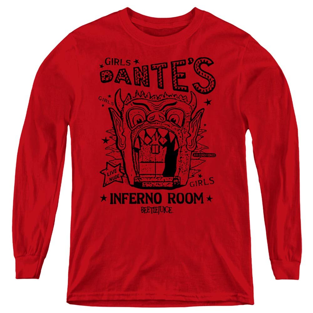 Beetlejuice Dantes Inferno Room Youth Long Sleeve T Shirt, Small Red