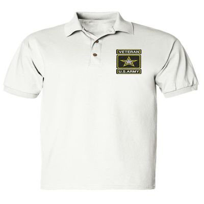 ALLNTRENDS Men's Polo T Shirt USA Retired Army Embroidered Military US Army (L, White)