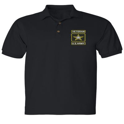 ALLNTRENDS Men's Polo T Shirt USA Veteran Army Embroidered Military US Army (L, Black)