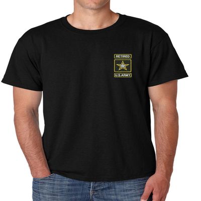 ALLNTRENDS Men's T Shirt USA Retired Army Embroidered Military US Army Shirt (M, Black)