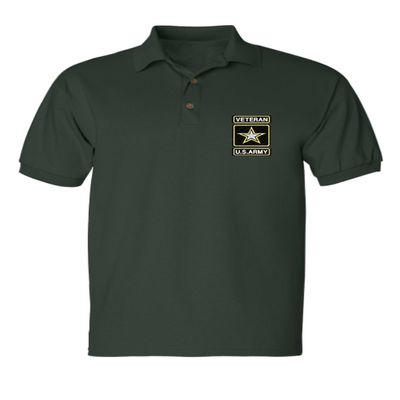 ALLNTRENDS Men's Polo T Shirt USA Veteran Army Embroidered Military US Army (M, Forest Green)