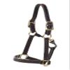 Huntley Equestrian Premium Leather Halter with Snap Triple Strong Nylon Stitched & Durable Brass Hardware - Havana - Full view 1