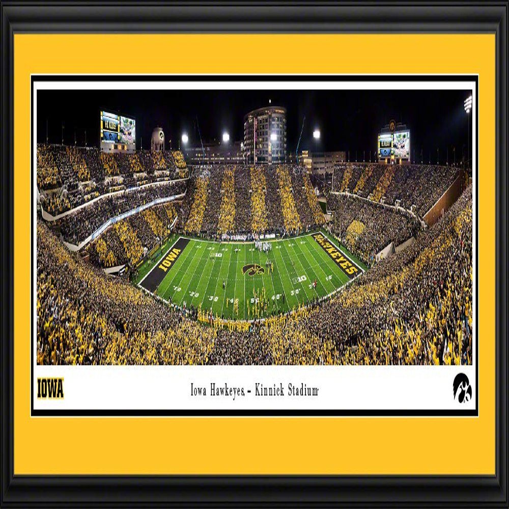 Iowa Hawkeyes Football - 44x18-inch Double Mat, Deluxe Framed Picture by Blakeway Panoramas