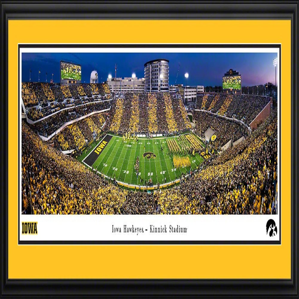 Iowa Hawkeyes Football "Run Out" - 44x18-inch Double Mat, Deluxe Framed Picture by Blakeway Panoramas