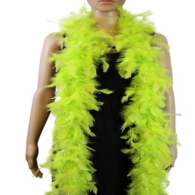 Flydreamfeathers 40 Gram 72" Long, Turkey Chandelle Feather Boa, Dancing Wedding Crafting Party Dress Up, Halloween Costume Decoration(lime green color)