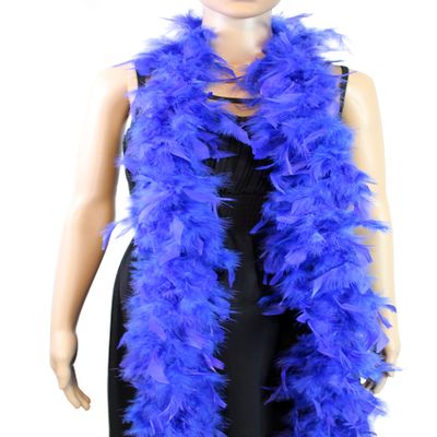Flydreamfeathers 40 Gram 72" Long, Turkey Chandelle Feather Boa, Dancing Wedding Crafting Party Dress Up, Halloween Costume Decoration(royal blue color)