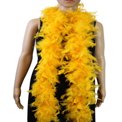 Flydreamfeathers 40 Gram 72" Long, Turkey Chandelle Feather Boa, Dancing Wedding Crafting Party Dress Up, Halloween Costume Decoration(gold yellow color)
