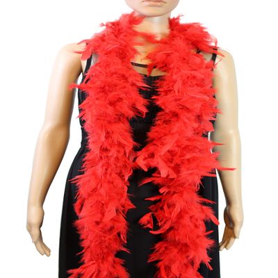 Flydreamfeathers 40 Gram 72" Long, Turkey Chandelle Feather Boa, Dancing Wedding Crafting Party Dress Up, Halloween Costume Decoration(red color)