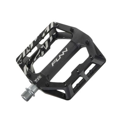 Funn Funndamental Flat Pedals - Wide Platform Bicycle Pedals for BMX/MTB Mountain Bike, Adjustable Grip for Outstanding Stability, 9/16-inch CrMo Axle (Black)