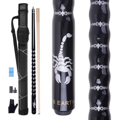 AB Earth Ergonomic Design 13mm Tip 58" Maple Pool Cue Stick Kit with Hard Case (Black, 20oz)