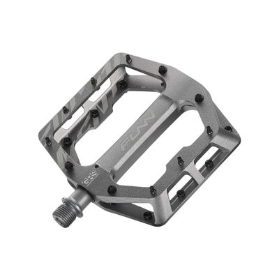 Funn Funndamental Flat Pedals - Wide Platform Bicycle Pedals for BMX/MTB Mountain Bike, Adjustable Grip for Outstanding Stability, 9/16-inch CrMo Axle (Gray)