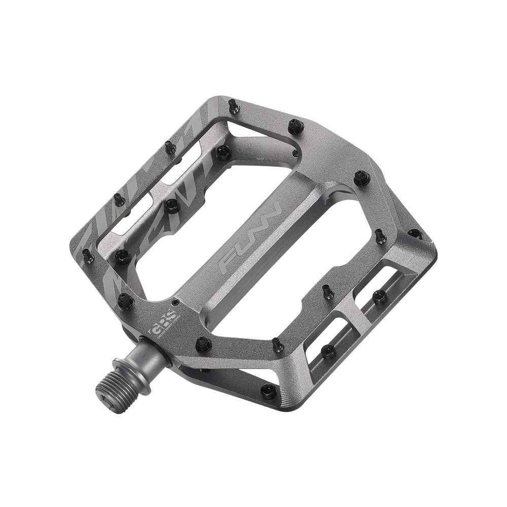 Funn Funndamental Flat Pedals - Wide Platform Bicycle Pedals for BMX/MTB Mountain Bike, Adjustable Grip for Outstanding Stability, 9/16-inch CrMo Axle (Gray)