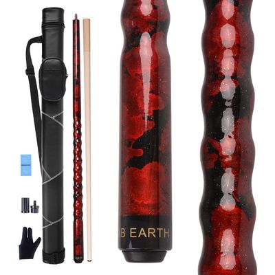 AB Earth Ergonomic Design 13mm Tip 58" Maple Pool Cue Stick Kit with Hard Case (Red, 21oz)