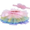 Baby Girls Tutu Bloomers Diaper Cover Cotton Tulle Bloomers and Headband Set Rainbow 3-6 Months view 1