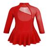 CHICTRY Girls' Sparkly Mock Neck Mesh Figure Ice Skating Dress Spandex Long Sleeves Dance Leotard Red 10 view 2