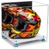 Better Display Cases Acrylic Motorcycle Motocross or Racing Helmet Display Case with Mirror, Blue Risers and White Base (A024-BLR) view 1