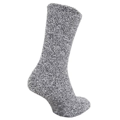 Floso Ladies Warm Slipper Socks With Rubber Non Slip Grip (6-9) (Gray)