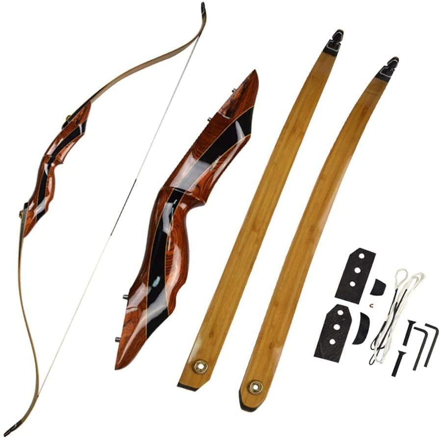 AMEYXGS 58" Takedown Recurve Bow 25-55 Lbs Hunting Target Bow Right Hand Longbow Beginner Archery for Outdoor Hunting Shooting (Red, 25 lbs)