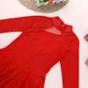CHICTRY Girls' Sparkly Mock Neck Mesh Figure Ice Skating Dress Spandex Long Sleeves Dance Leotard Red 8 view 4