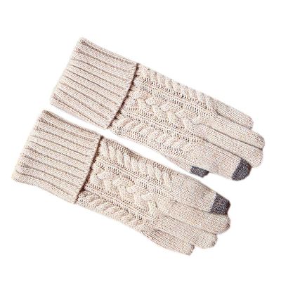 Autumn Winter Wool Gloves Thick Warm Knitted Gloves Touchscreen Women & Men Gloves (Camel color)