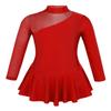 CHICTRY Girls' Sparkly Mock Neck Mesh Figure Ice Skating Dress Spandex Long Sleeves Dance Leotard Red 6 view 1
