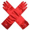 Little Girls Princess Gloves(Solid Color Long Elbow Length) For Birthday,Wedding,Holiday,Costume Party(Red) view 3
