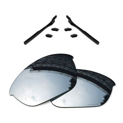 TheSturdy Polarized Stamped Lenses Replacement & Rubber Kits for Oakley Half Jacket 2.0 OO9144 - Chrome HD Polarized