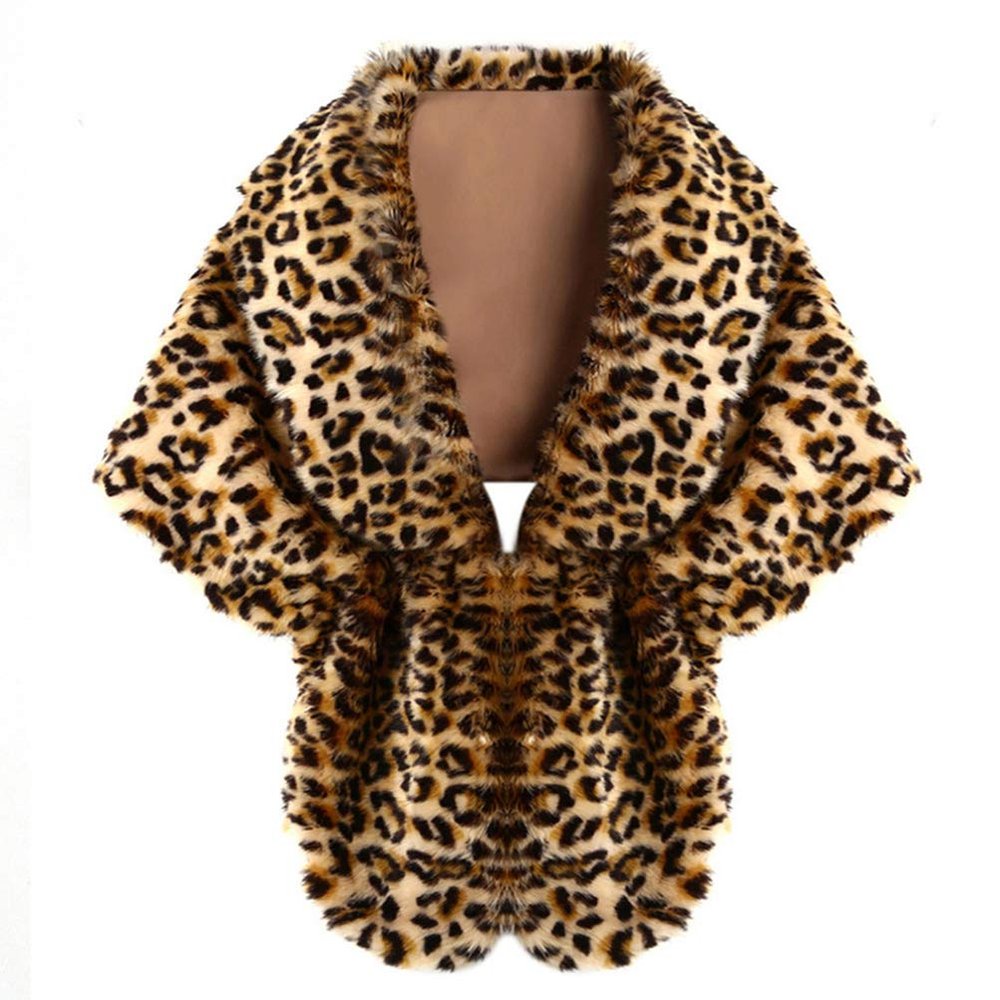 Womens Winter Cape Wedding Wrap Scarves Faux Fur Shawl Warm Fur Stole for Girls