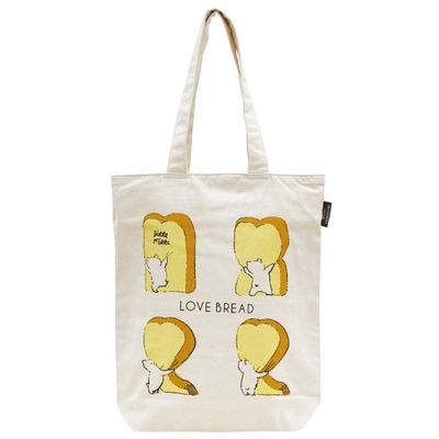 LOVE BREAD Cotton Bag, A4 Tote Bag, Approx. W 14.2 x H 15.7 inches (36 x 40 cm), Gusset: Approx. 3.9 inches (10 cm), Fabric: 100% cotton (organic cotton)