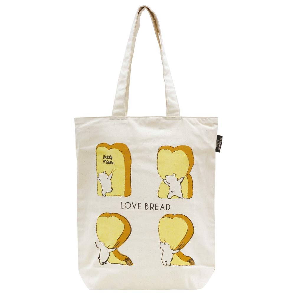 LOVE BREAD Cotton Bag, A4 Tote Bag, Approx. W 14.2 x H 15.7 inches (36 x 40 cm), Gusset: Approx. 3.9 inches (10 cm), Fabric: 100% cotton (organic cotton)