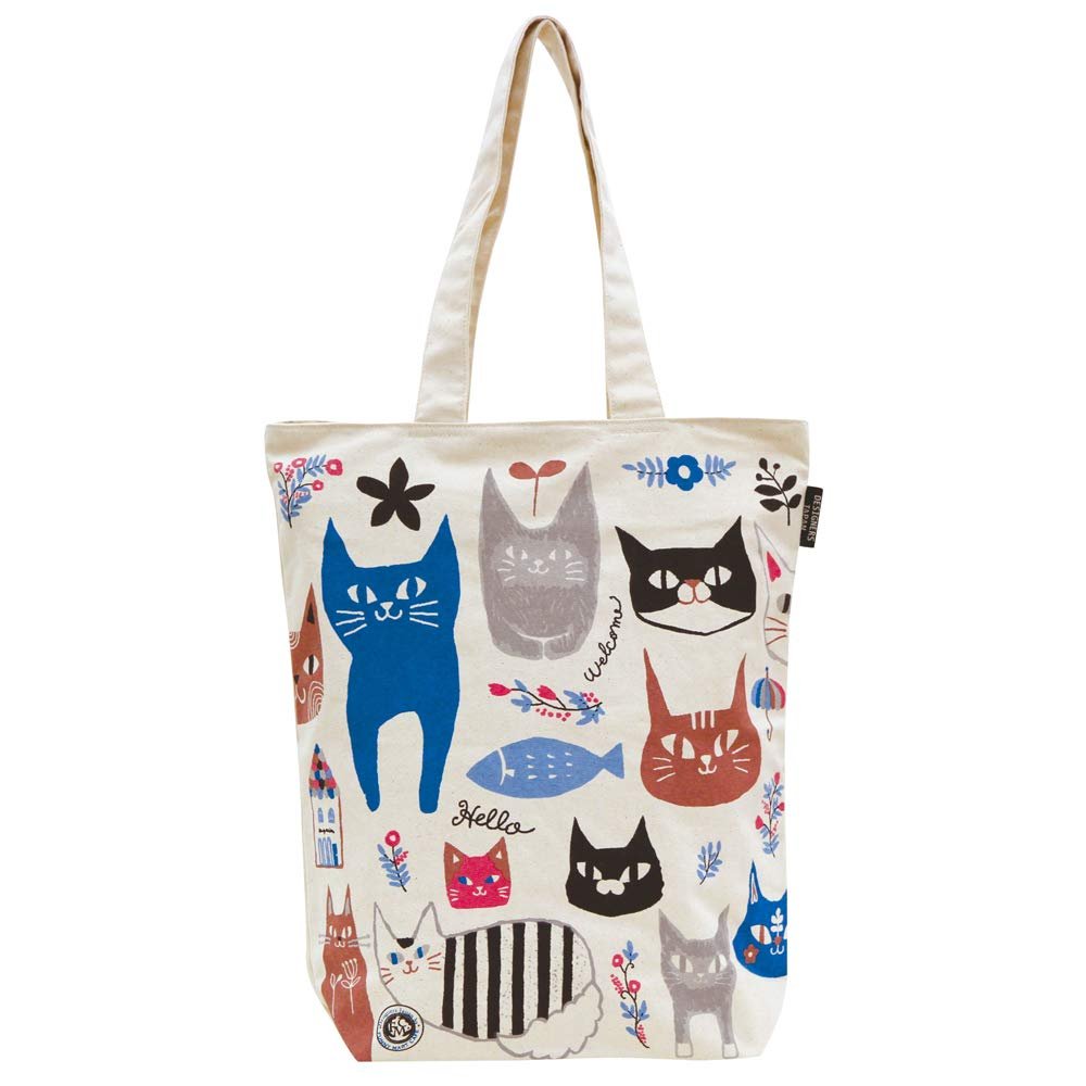 (Prairiedog) Organic Cotton Canvas Tote Bag Gusset Tote Bag With Zippered (Cat Cat Cat)