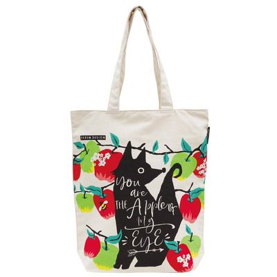 (Prairiedog) Cotton Bag, A4 Tote Bag, APPLE FOX, Approx. W 14.2 x H 15.7 inches (36 x 40 cm), Gusset: Approx. 3.9 inches (10 cm), Fabric: 100% Cotton (Organic Cotton)