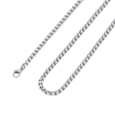 Sunique 2 MM Square Rolo Chain Stainless Steel Round Box Chain Necklace Men Women Jewelry 26 Inches