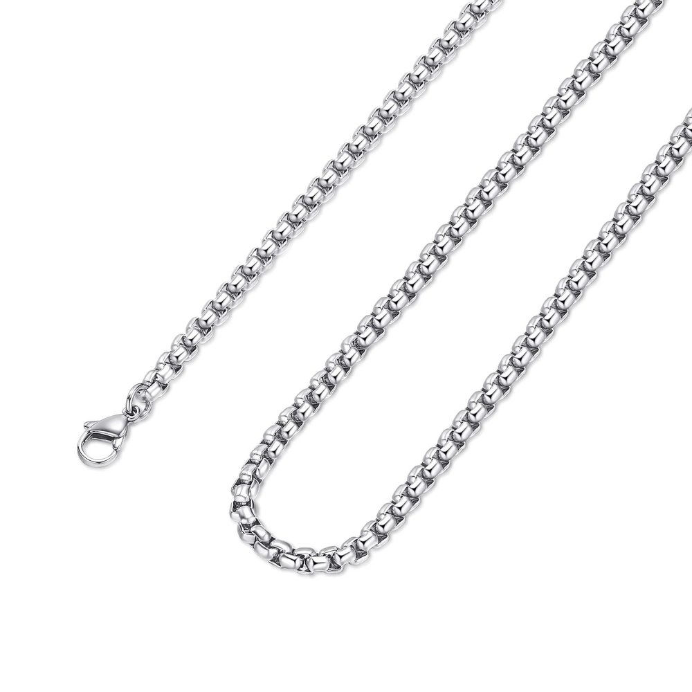 Sunique 2 MM Square Rolo Chain Stainless Steel Round Box Chain Necklace Men Women Jewelry 26 Inches