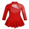 winying Girls Mock Neck Long Sleeves Tulle Splice Cut Out Back Roller Ice Figure Skating Dress Ballet Dancewear Red 6 view 2