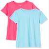 Amazon Essentials Women's Active Quick Dry Tech Stretch Workout Gym Short-Sleeve Crewneck T-Shirt, Pack of 2, Blue/Neon Pink, XX-Large view 1